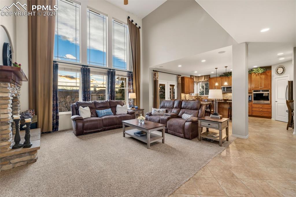 Another look at the Family Room with soaring ceilings