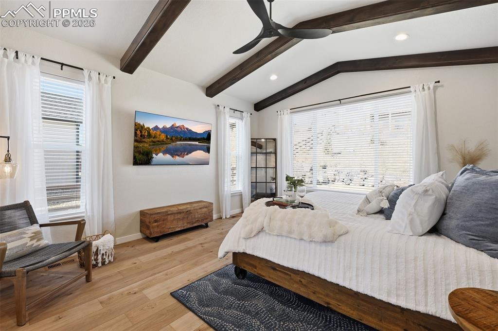 Spacious Master bedroom with vaulted ceiling
