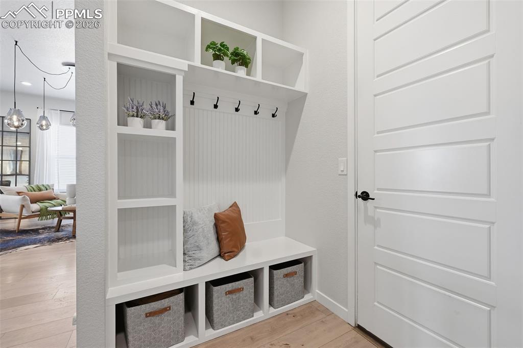 Built-in mudroom bench with storage
