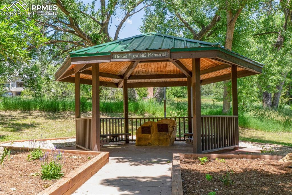 View of home's community featuring a gazebo and a patio area