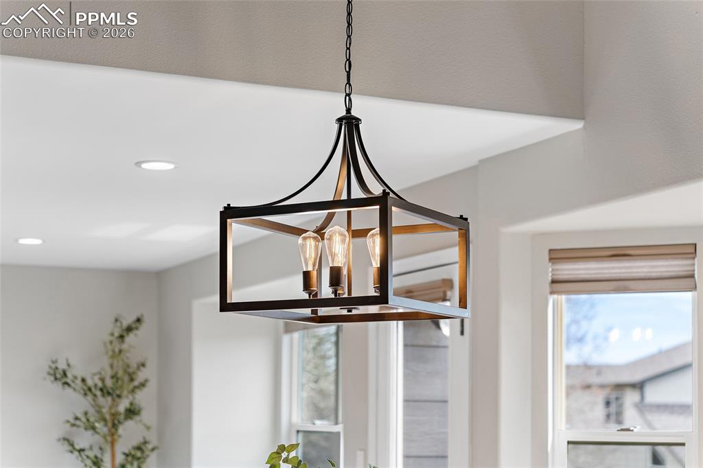 Detailed view of suspended lighting