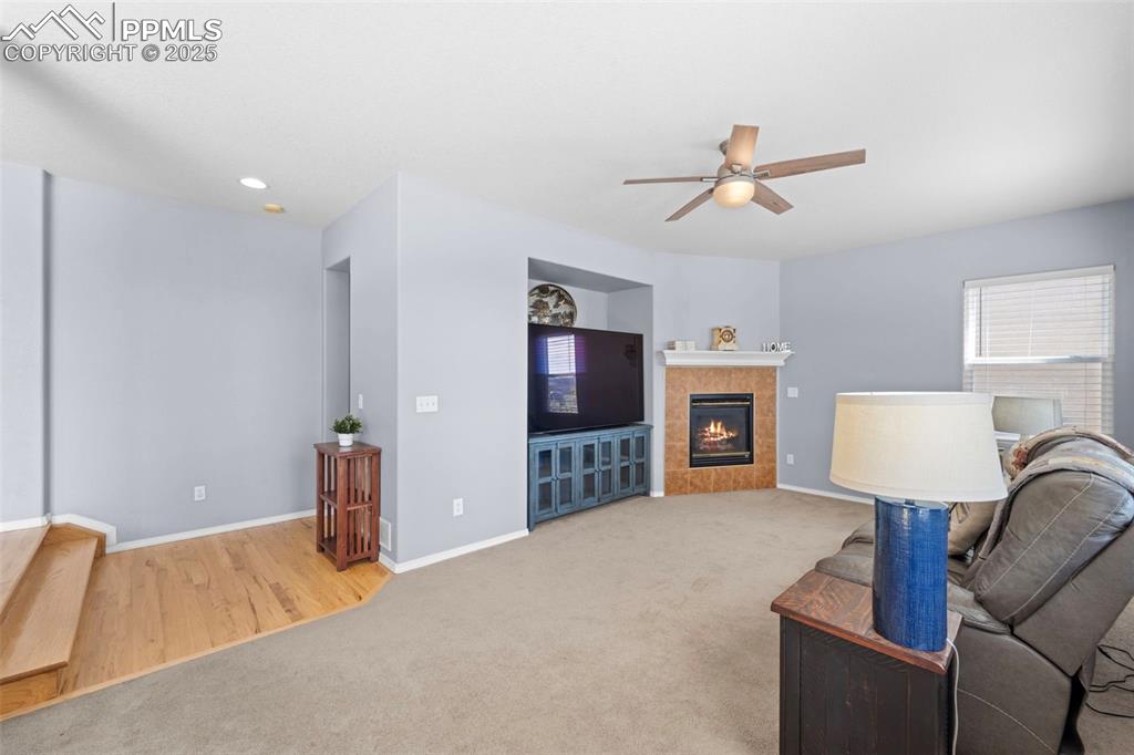 Living area with backyard access

