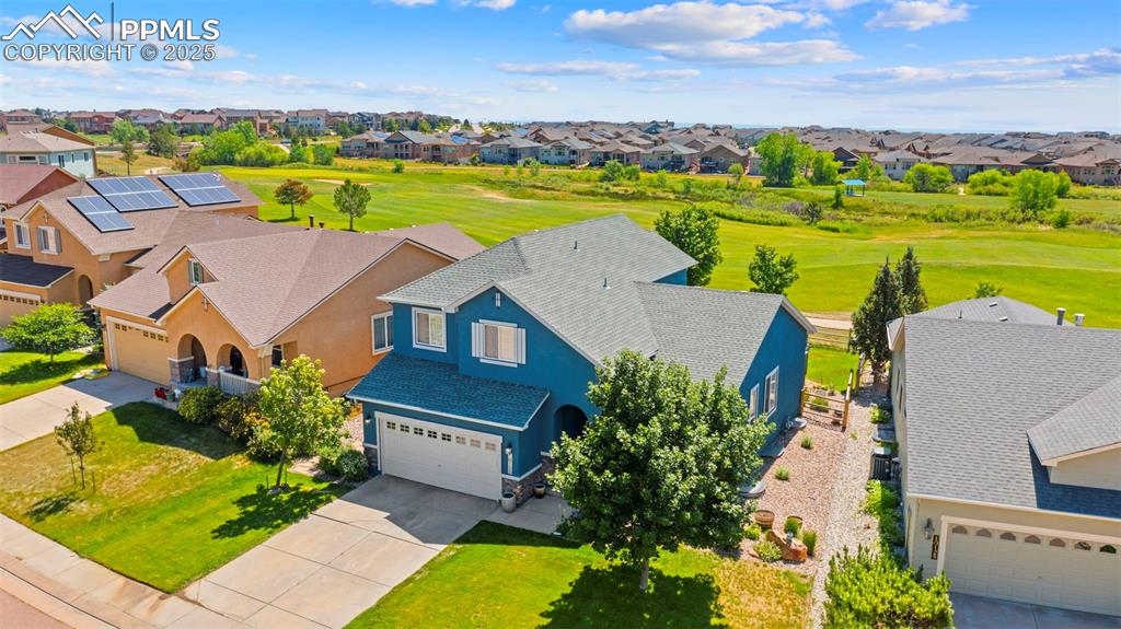 Elevated angle showing roof and layout