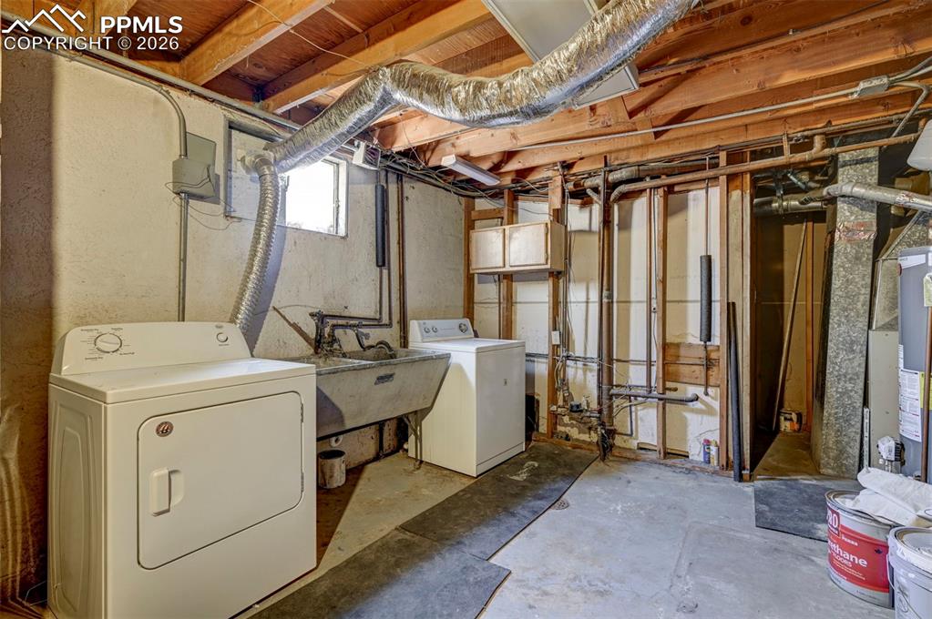Basement Laundry/Utility Room with Sink.