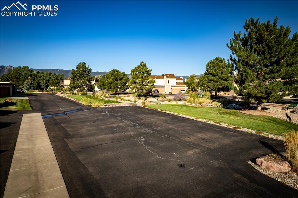 Visitor parking next to the beautiful center green space