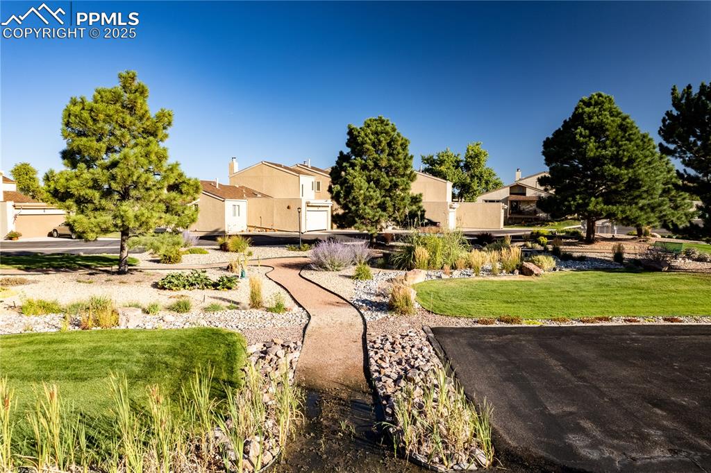 Visitor parking next to the beautiful center green space