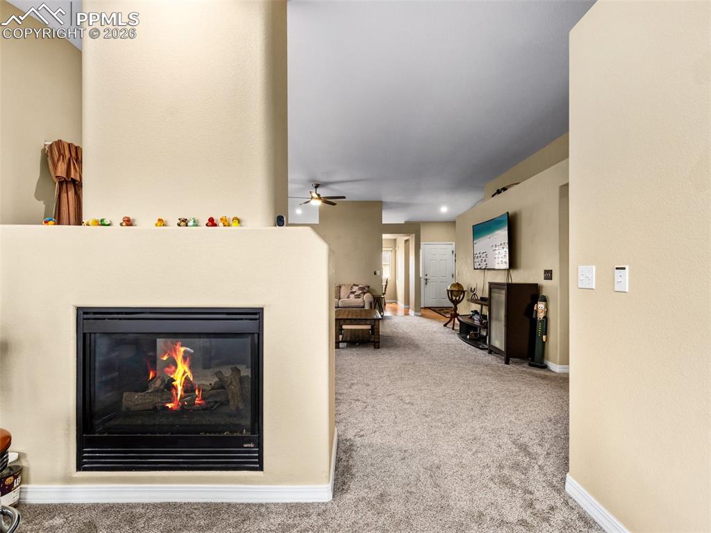Gas fireplace is two sided