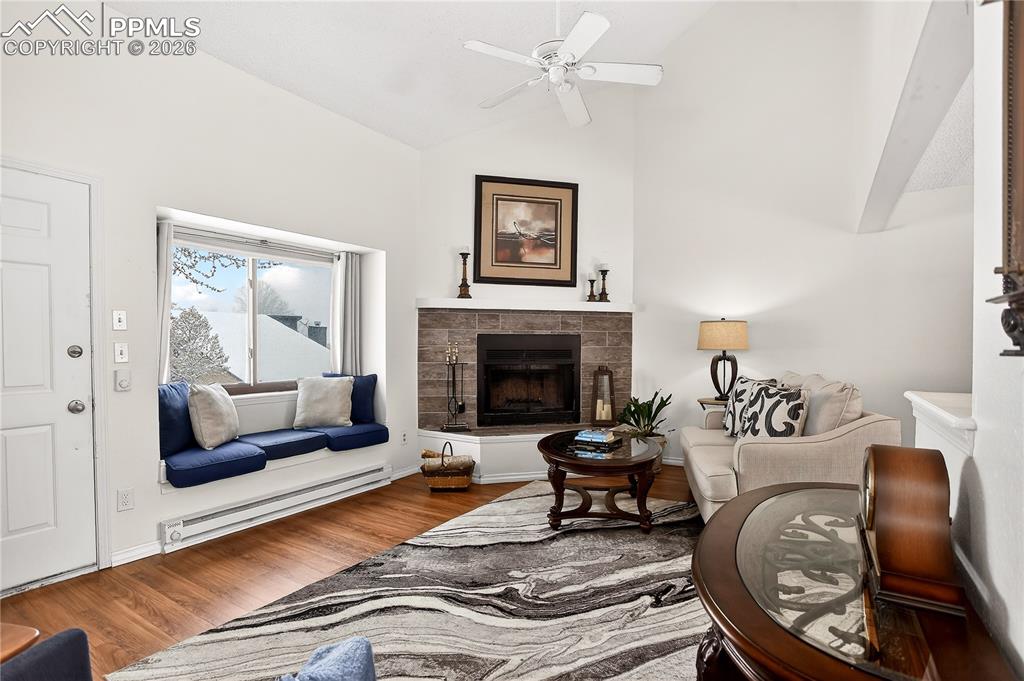 Wood burning fireplace