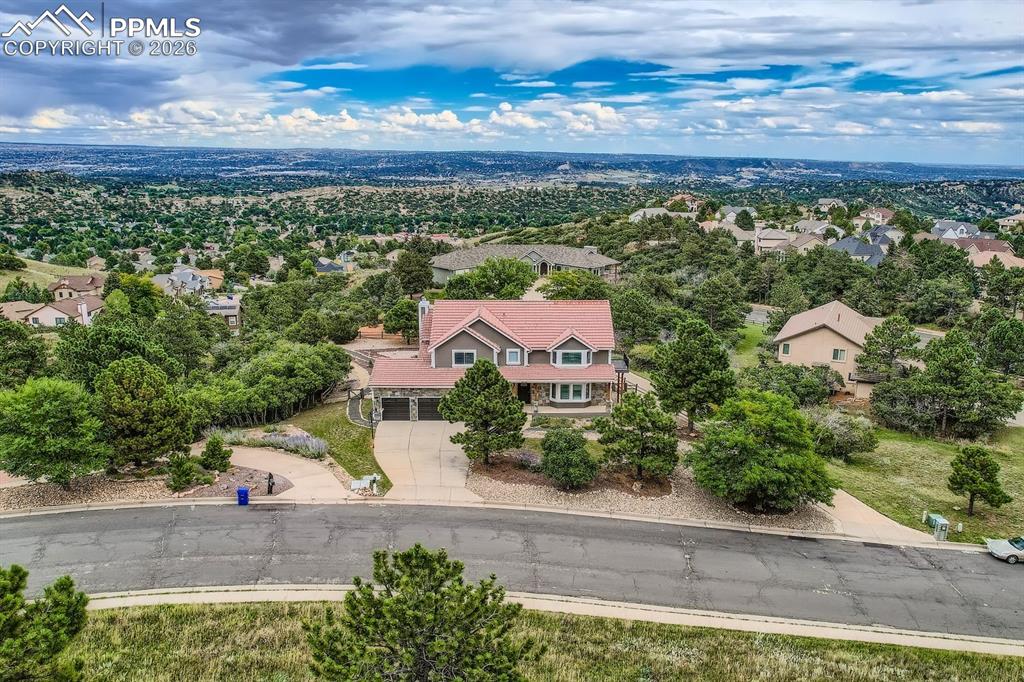 Aerial perspective of suburban area