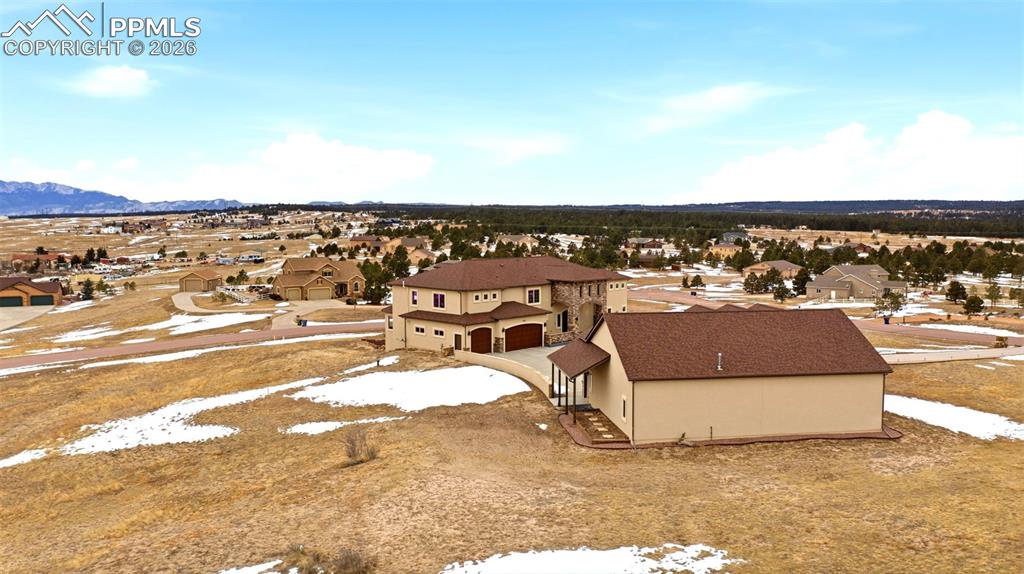 Aerial perspective of suburban area