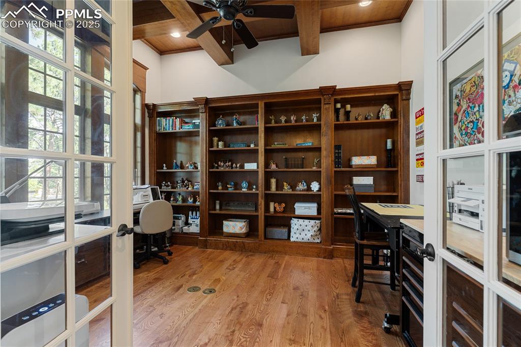 Just off the main foyer, this office is stunning with built ins.