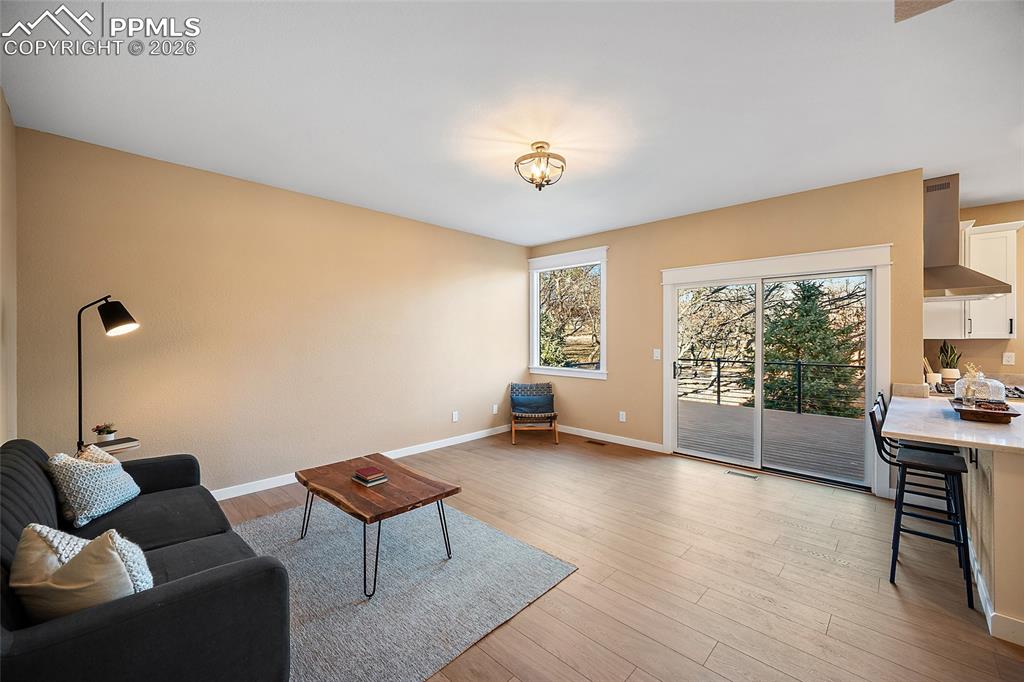 Living room with walkout onto new Trex deck