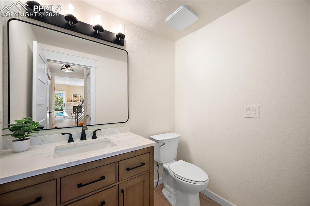 Main floor Bathroom with vanity and motion censored lighting