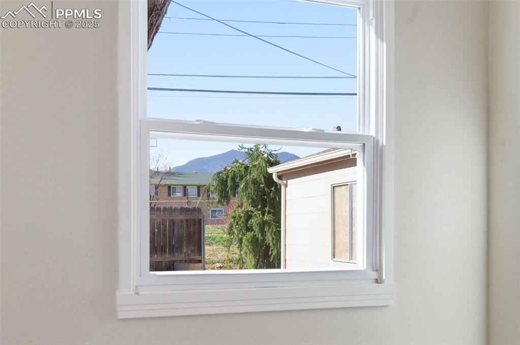 Detailed view of a mountainous background