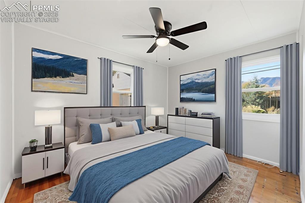 Virtually Staged Bedroom 2 with ceiling fan