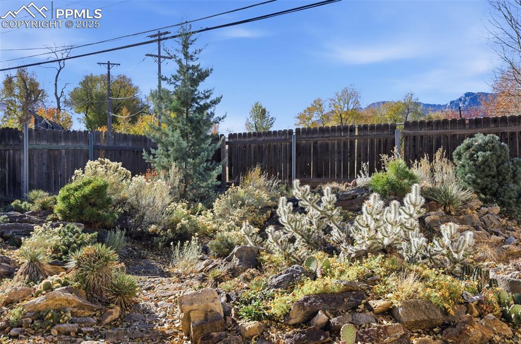 View of fenced backyard