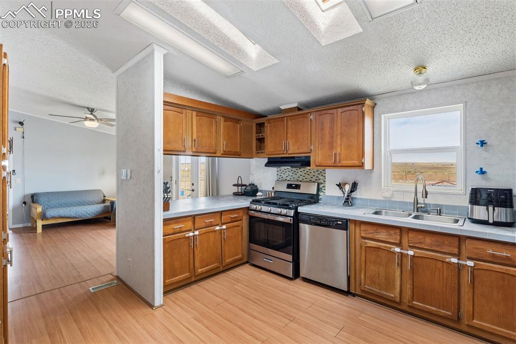Kitchen Features Two Skylights