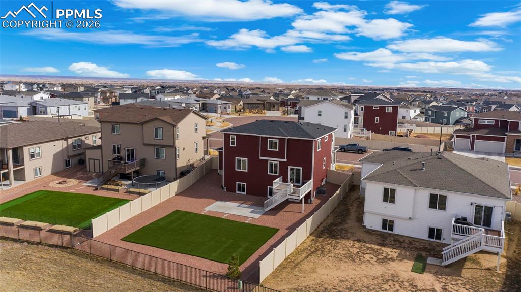 Aerial perspective of suburban area