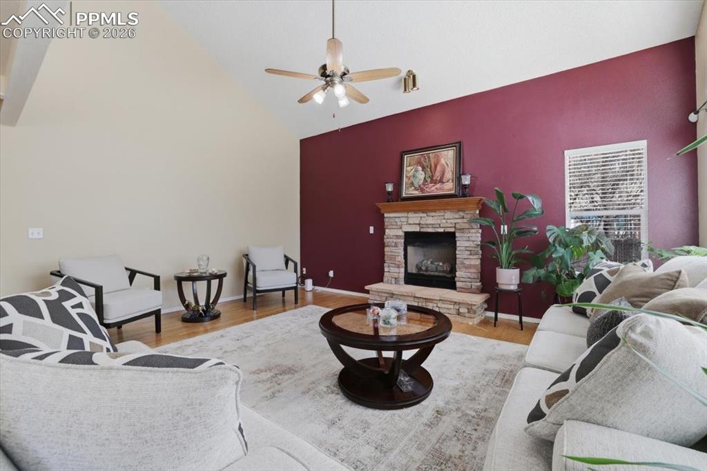 Family room with gas fireplace ,