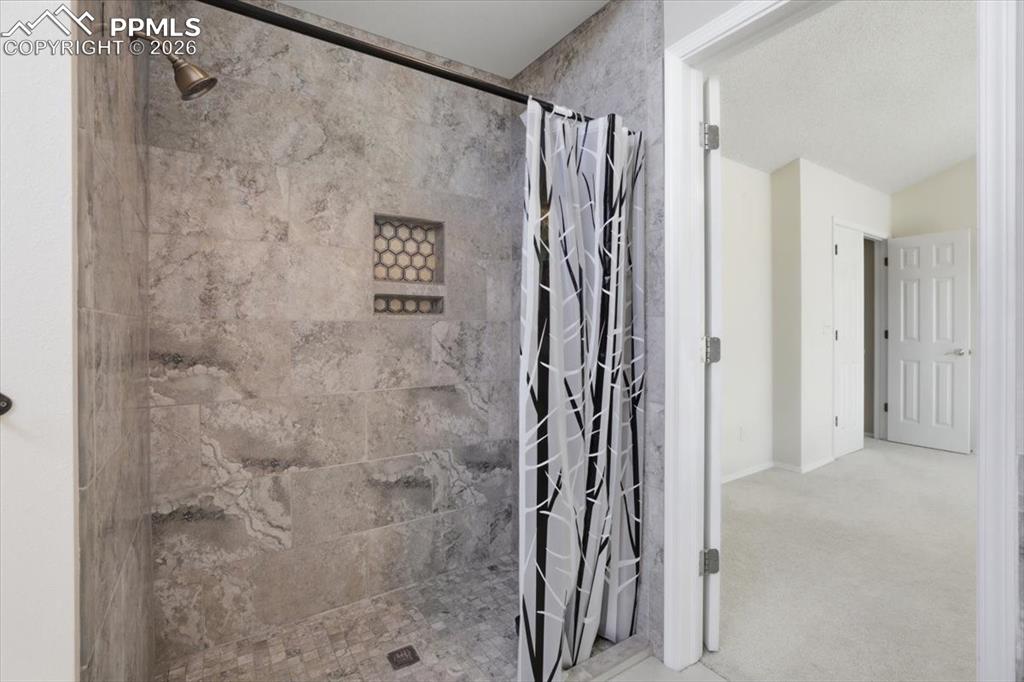 Walk-in shower in primary bathroom.