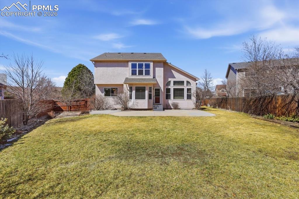 Huge fenced backyard.