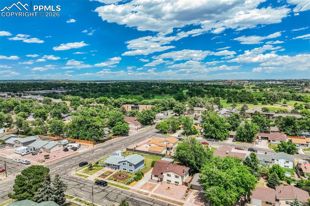 Aerial view of residential area