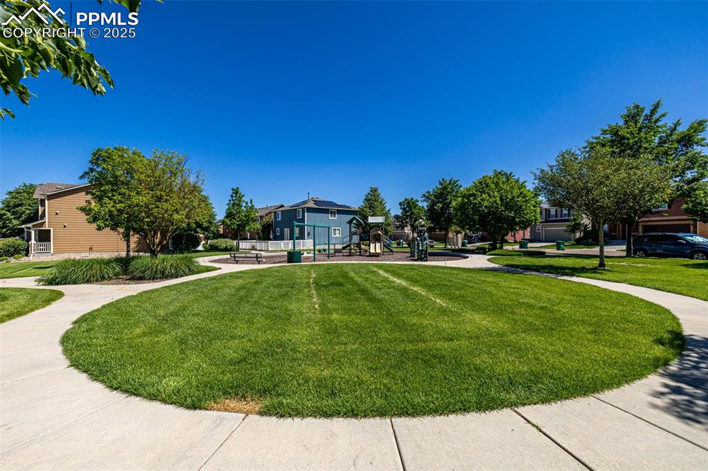 Community green space and park across the street