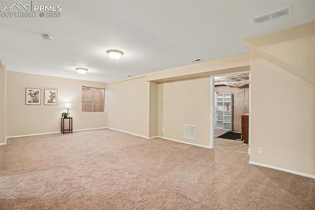 Expansive basement family room, ideal for game nights or movie marathons