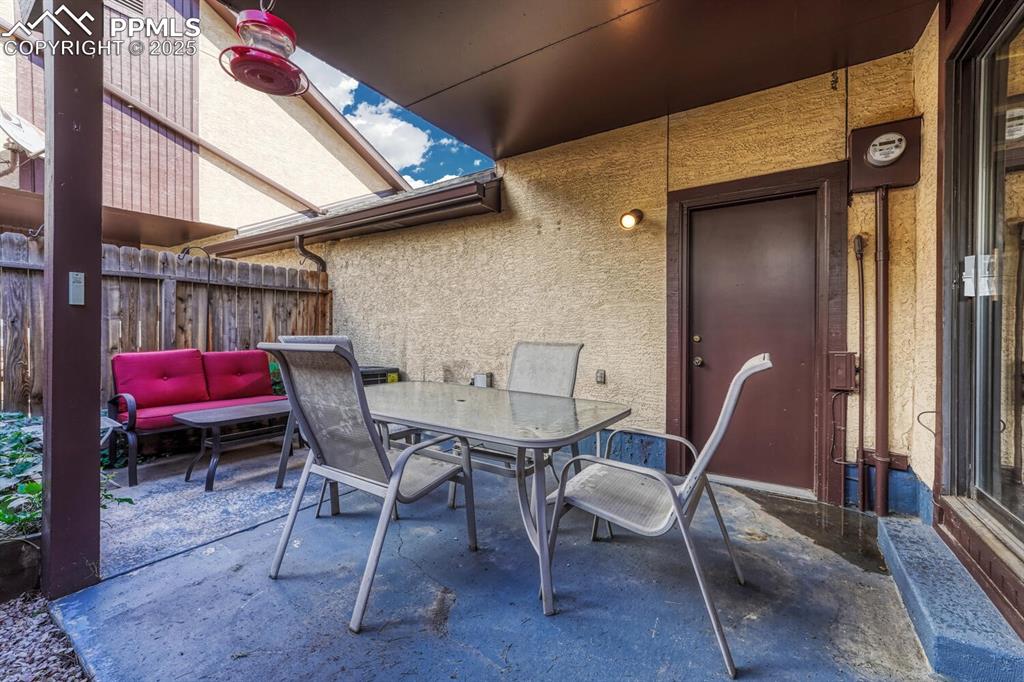 View of patio featuring outdoor dining space