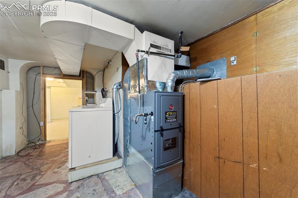 Utilities with washer / dryer and heating unit