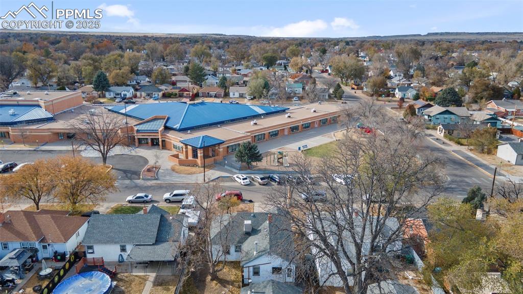Aerial view of residential area