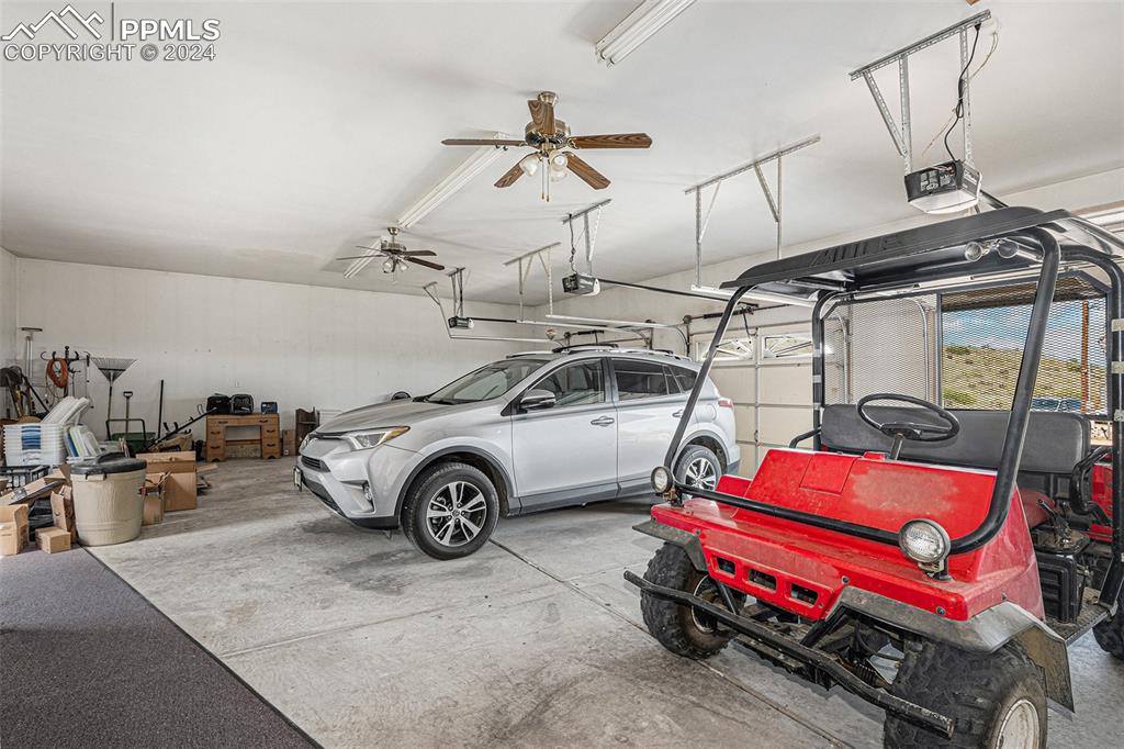 Garage with kitchen entrance.  Spacious Huge Heated