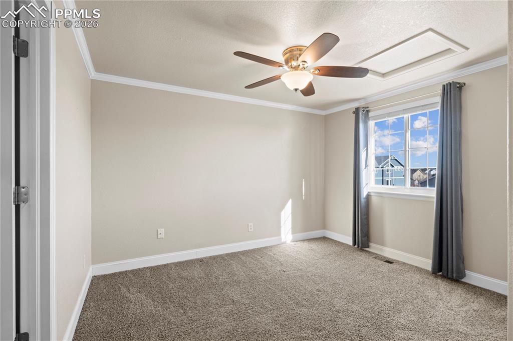 Upstairs Bedroom 1 that connects to a Full Bath.