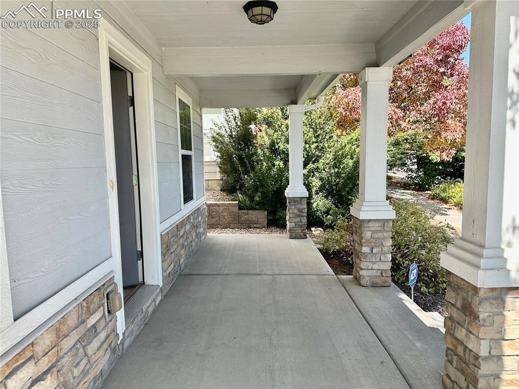 View of covered porch