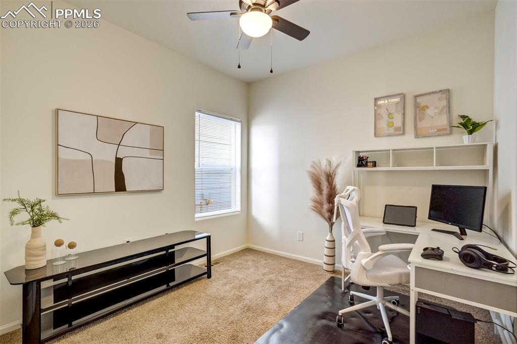 Bedroom 3 is being used as an office. 