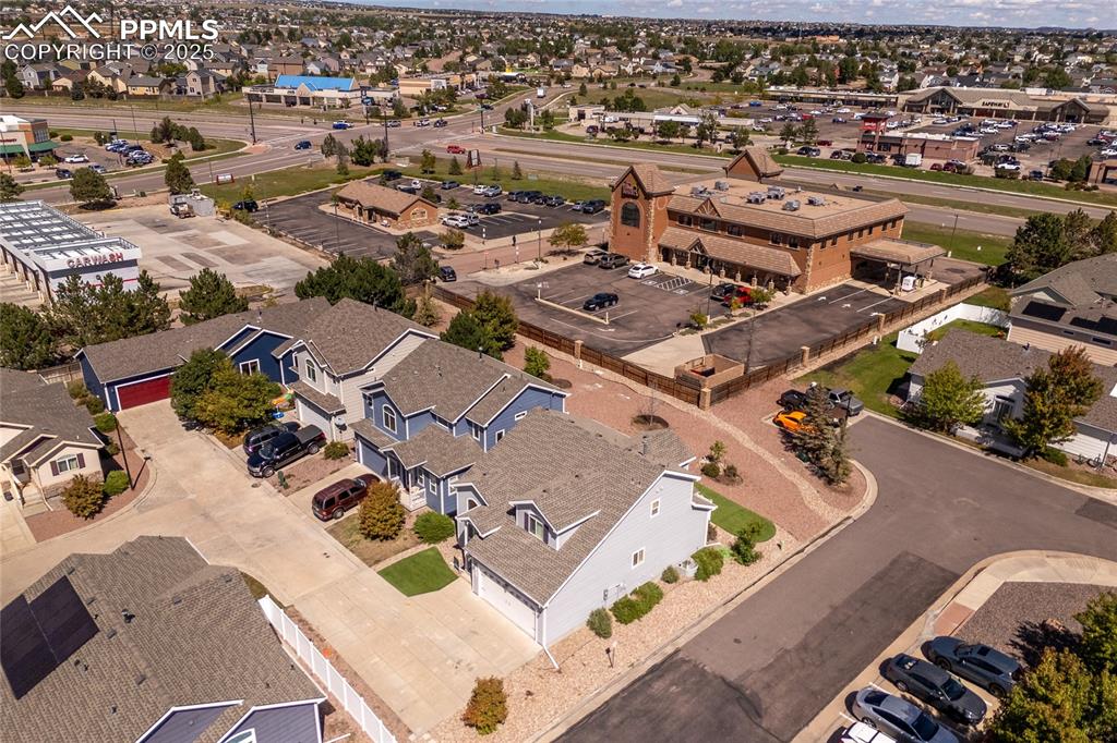 Aerial view of residential area