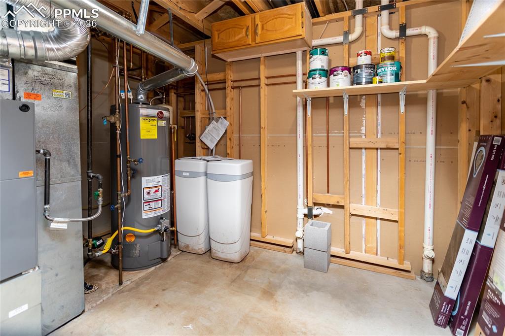 Mechanical room with water softener