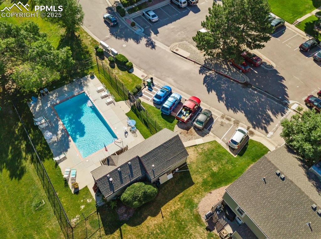 Aerial view of a pool area