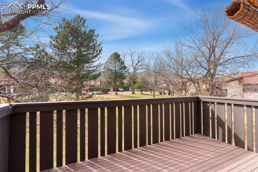 Deck overlooks the open space of Villa Pourtalles, has lots of afternoon sunshine and mountain views