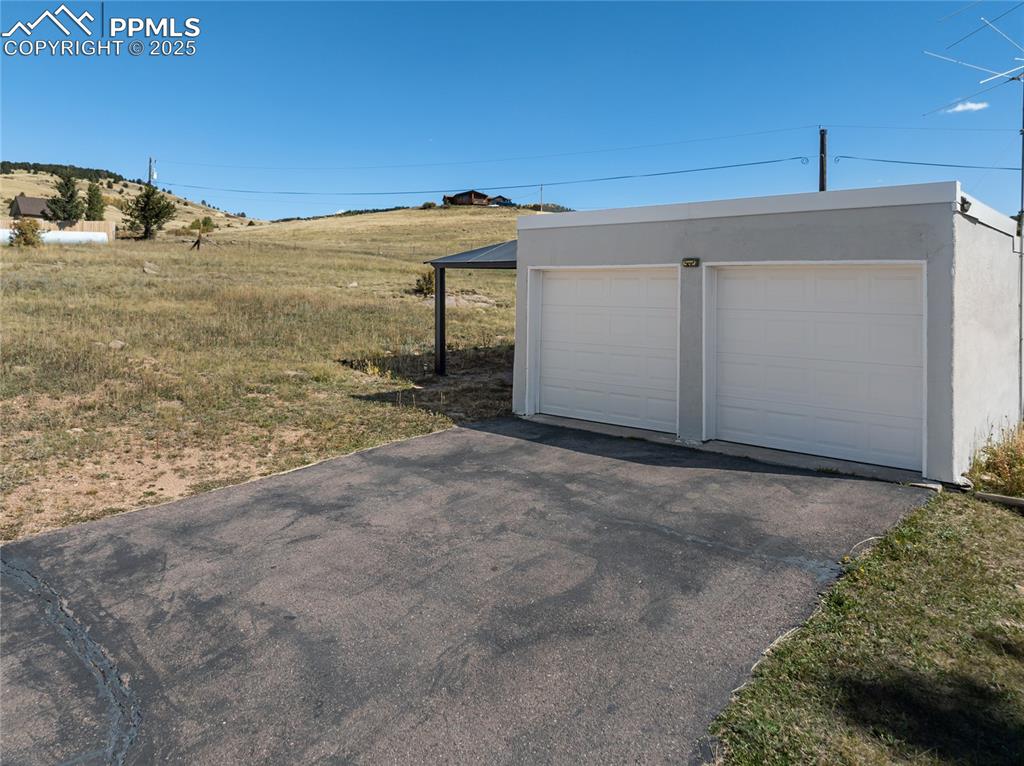 View of detached garage