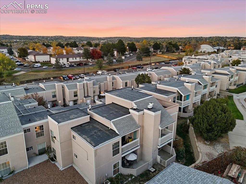 Aerial view of residential area