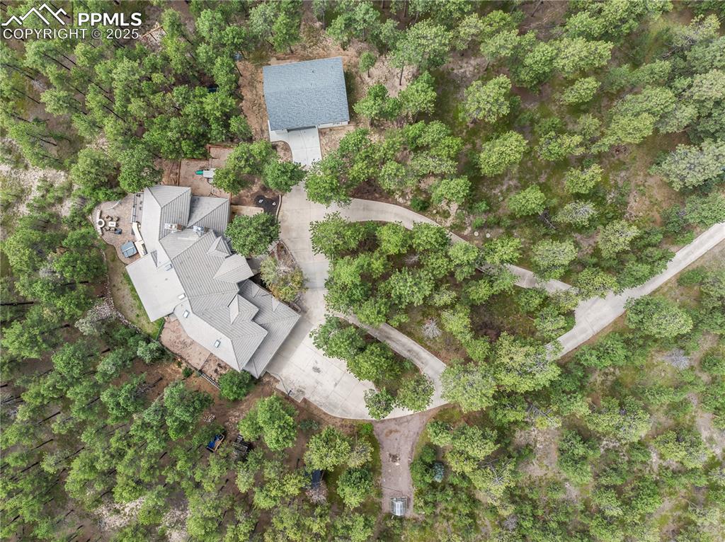 View of circular driveway and buildings