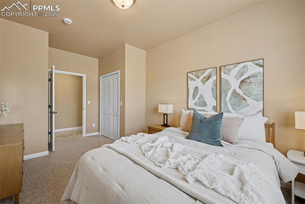 One of 4 main level bedrooms. Adjacent to a 3/4 bathroom