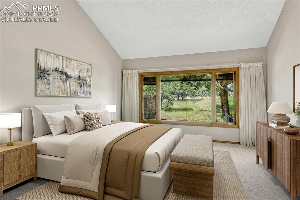 "Virtually Staged" Vaulted Primary Suite with Large Windows to the West, Ensuite Bath