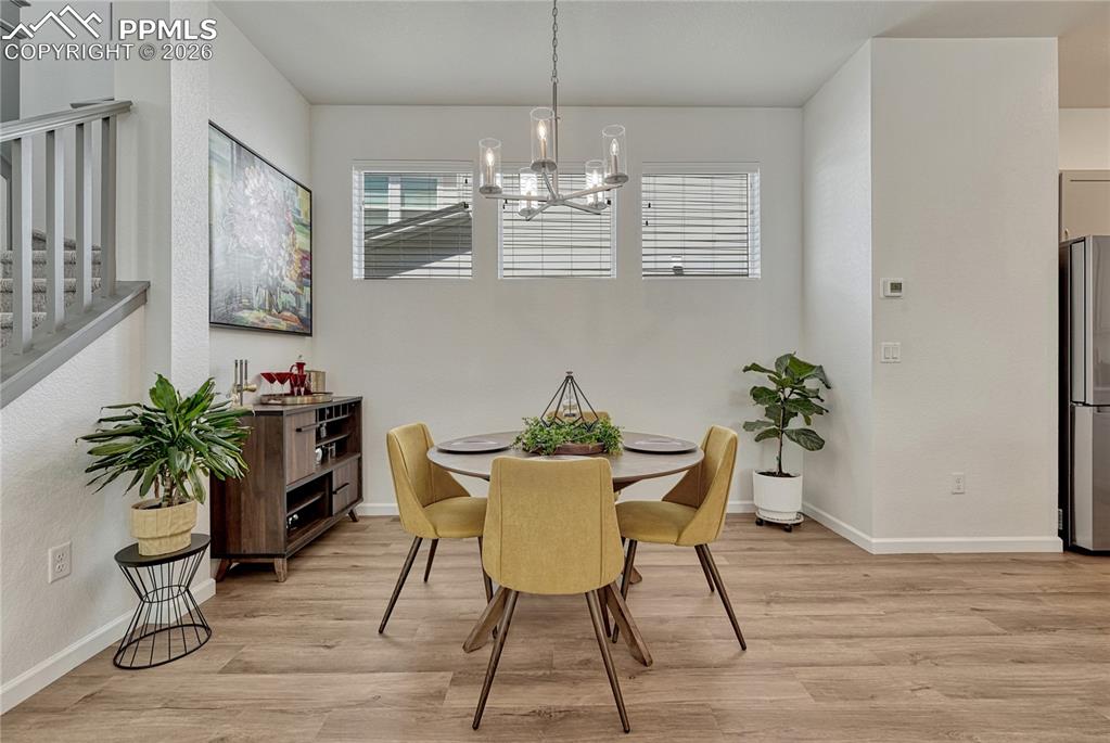 A large dining space gives you room for many different table and chair configurations
