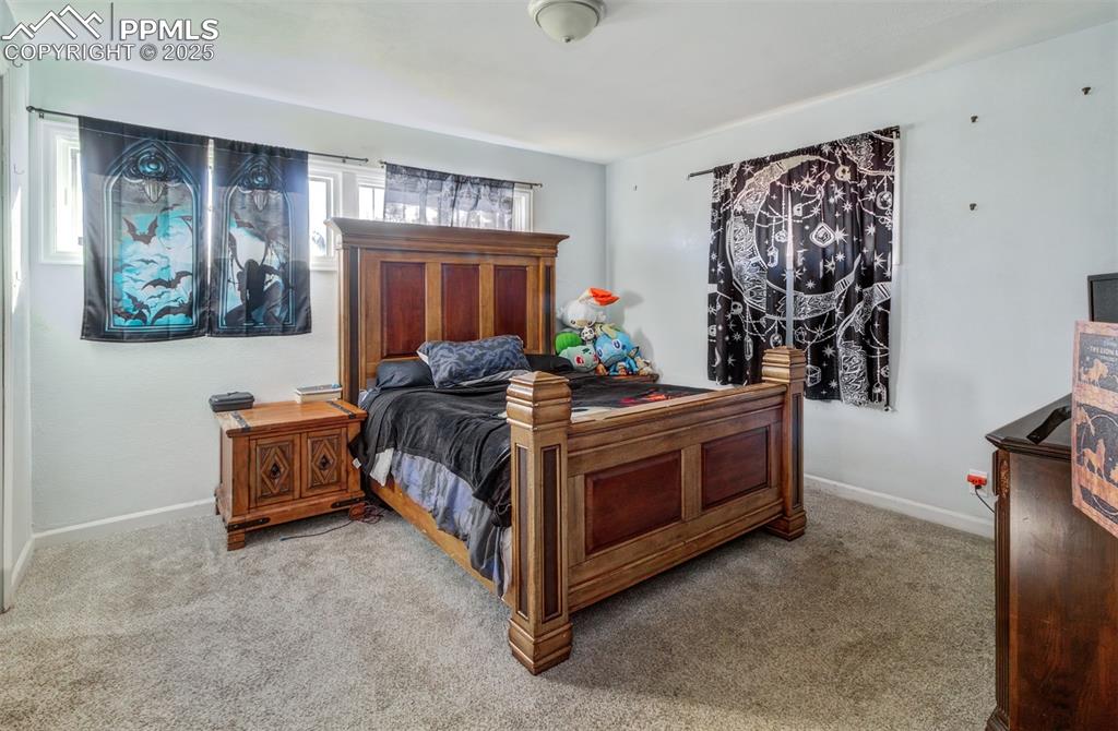 Bedroom with baseboards and carpet flooring