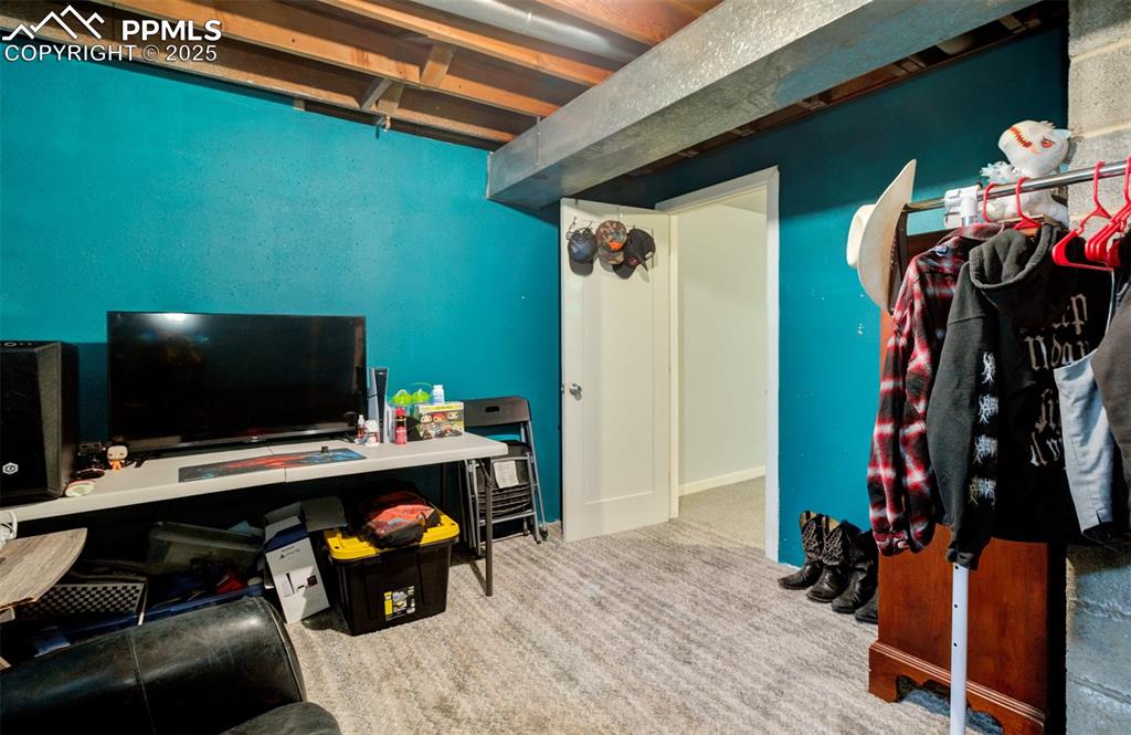 Office area with carpet floors