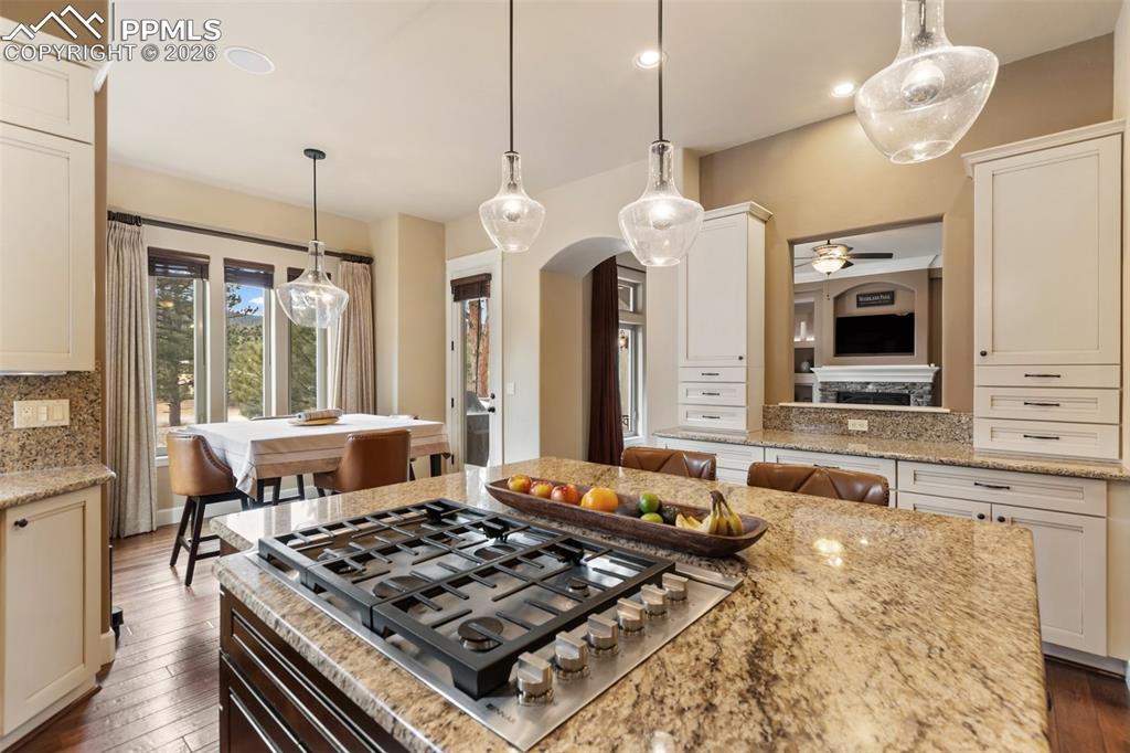 Kitchen with JennAir gas stove top