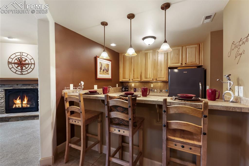 Basement wet bar and kitchenette