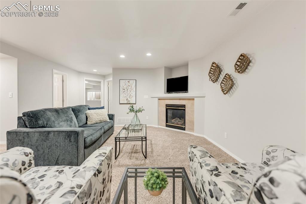 Downstairs Family Room also has a fireplace